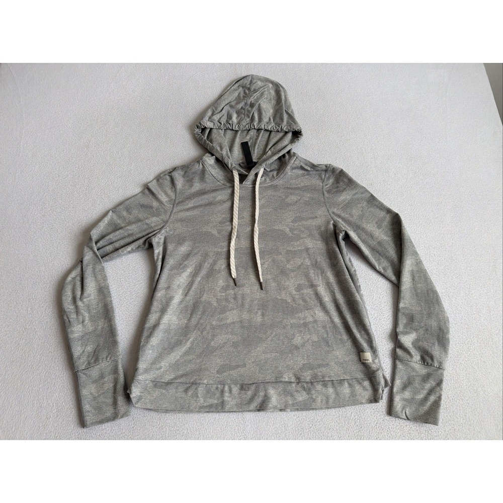 Vuori Women’s XS Halo Essential Hoodie VW226 Gray Camo Drawstring Top Soft